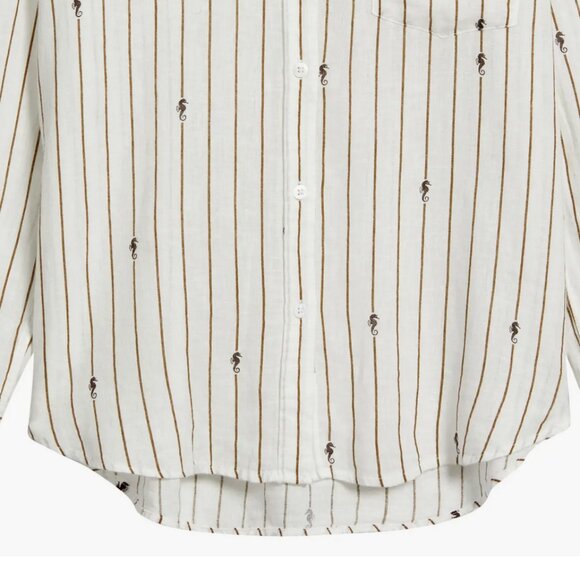 NWT RAILS Charli Linen Blend Button-Up Shirt XL, STRIPED SEAHORSES, $178 - Picture 4 of 5